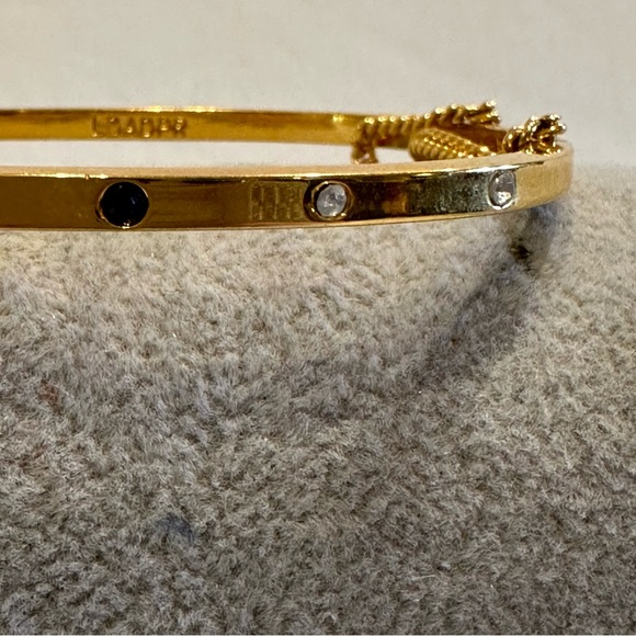 LDADPR Bracelet- Bangle w/ hinged open gold tone w/ clear & black rhinestones - Picture 14 of 15
